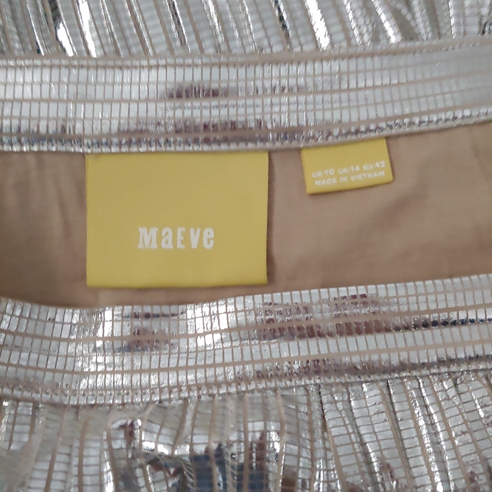 Anthro Maeve. Metallic pleated midi/maxi skirt. - Picture 9 of 11